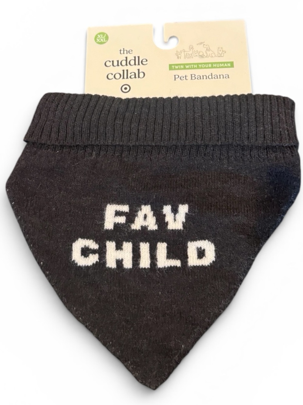 Cuddle Collab Pet Bandana “FAV CHILD” XL/XXL Black